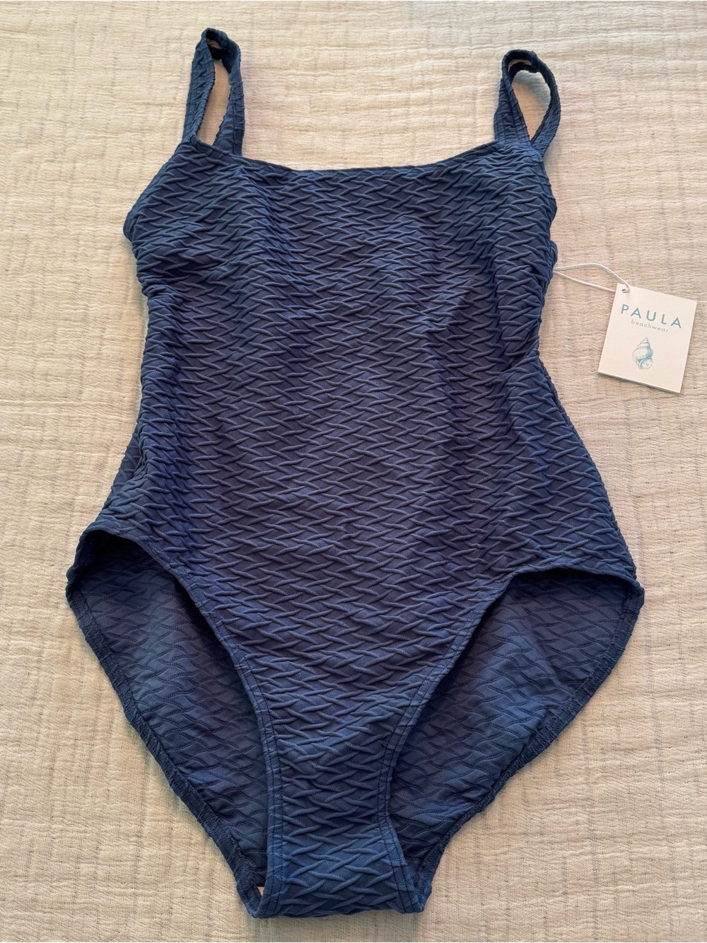 Paula Beachwear Poppy One Piece Swimwear Textured Blue XL New With Tags!